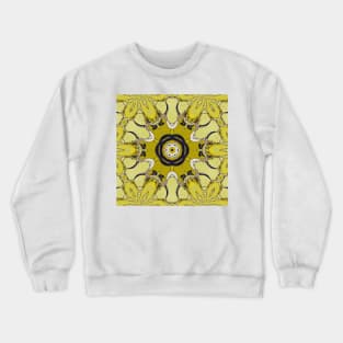 floral patterns and kaleidoscope design in shades of yellow black and grey Crewneck Sweatshirt